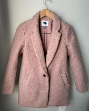 Old Navy Blush Pink Bouclé Teddy Winter Coat XS thumbnail 1