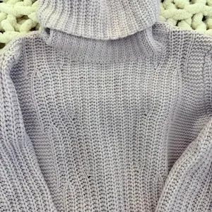 Banana Republic Italian Yarn Chunky Knit Turtleneck Sweater Medium Lavender thumbnail 6