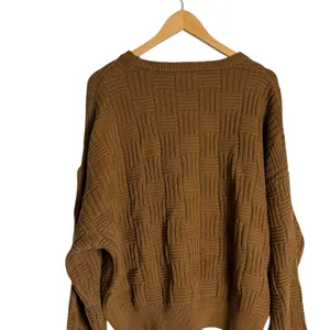 Reformation Winnie Brown Basketweave Organic Cotton Crewneck Sweater Size XL thumbnail 6