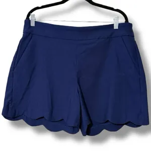 Crown & Ivy women’s size 16 scalloped solid blue millennium elastic waist shorts thumbnail 1