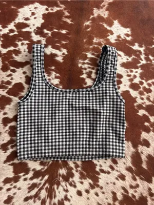 No Boundaries Black & White Gingham Crop Tank Top/bra thumbnail 2