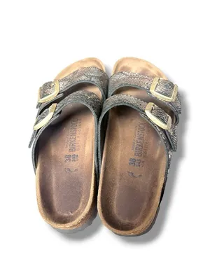Birkenstock Arizona Soft Footbed Pewter Python Print Sandals EU 38 US 7 thumbnail 6