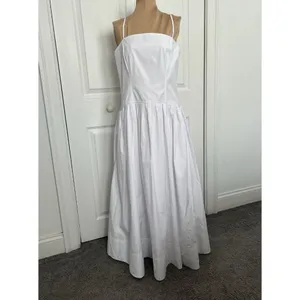 Madewell $148 White Poplin Seamed Maxi Dress Open Back Adjustable Straps Size 6 thumbnail 6