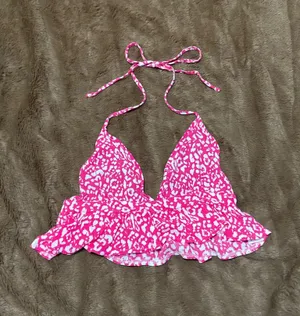 Hot Pink Halter Tie Top Size XS thumbnail 1