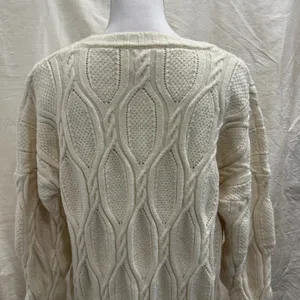 Line & Dot Cream Billy Cable Knit‎ Midi Sweater Dress Medium Preppy Fisherman thumbnail 5