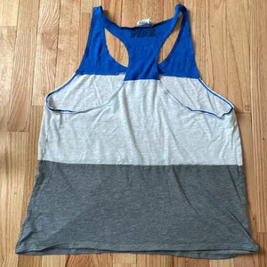 PINK Victoria's Secret Shirt Womens Large Blue White Tank Top Logo Ladies thumbnail 9