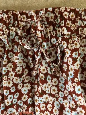 Floral Print Ruffle Tiered Mini Skirt Brown Size M thumbnail 2