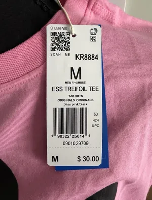 Adidas Pink Tee with Black Trefoil Logo Men’s Size M thumbnail 5