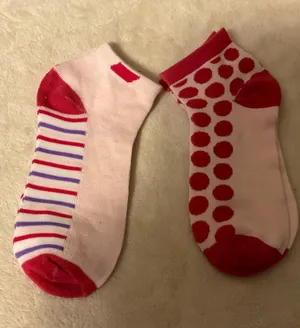 Women's Pink and Red Ankle Sock Duo - Polka Dot & Striped Pair thumbnail 1