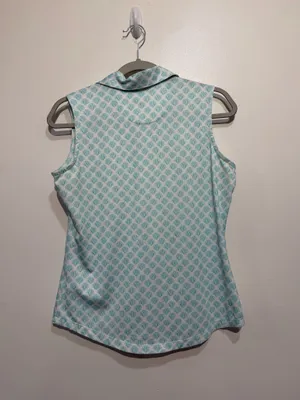 Greg Norman Play Dry Women’s Golf Polo Top Blue Green Shell Print Size Small thumbnail 5
