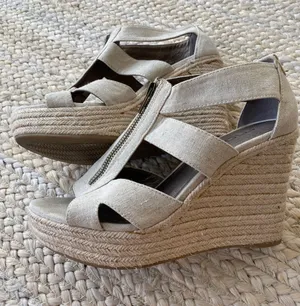 Moda Spana Light Beige Tan Wedge Heels thumbnail 1