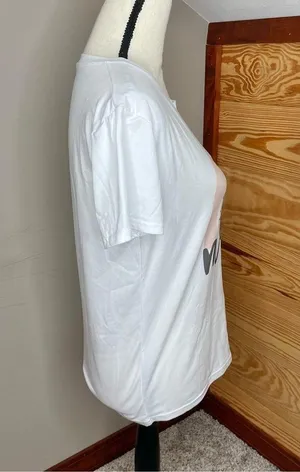 Unbranded Mama Rainbow Heart Short Sleeve White Tee T-Shirt Medium thumbnail 2