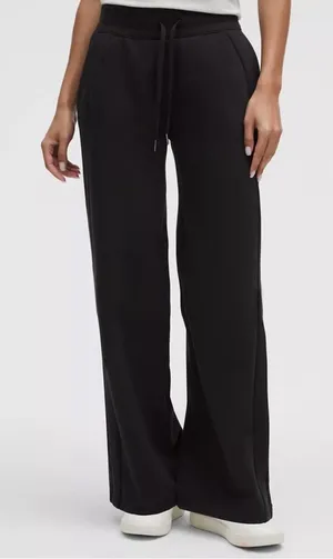 Lululemon Women’s Retro Logo Mid Rise Wide Leg Drawstring Sweat Pants Black 2 thumbnail 1