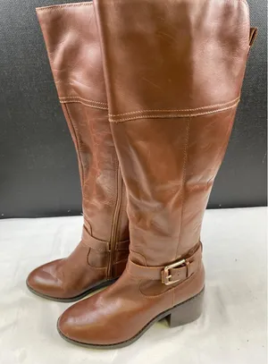 Mark Fisher Women's Brown Leather Tall Boots/Shoes Heel 2" Size 5.5 SKU 4728 thumbnail 1