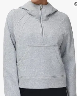 Trendy Queen grey scuba cropped quarter zip hoodie sweatshirt M thumbnail 1
