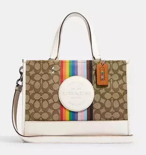 Coach Dempsey Carryall In Signature Jacquard With Rainbow Stripe cj578 thumbnail 1