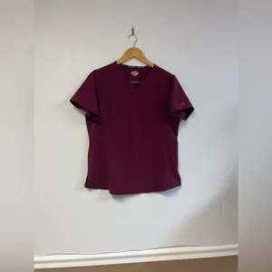 Women’s Dickies‎ EDS Signature V-Neck Scrub Top – Wine – Size M thumbnail 3