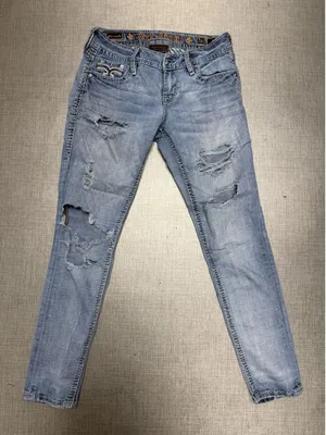ROCK REVIVAL Women's Low-Rise Distressed Abrienda Skinny‎ Jeans - Size 26 thumbnail 1