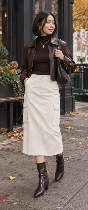 Wild Fable Beige Cargo Midi Skirt XXS Utility Pocket Back Slit thumbnail 1