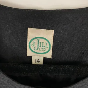 J Jill Vintage Blazer Jacket Button Front Shoulderpads Linen? Black 14 thumbnail 3
