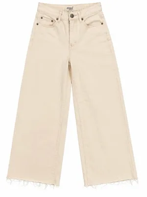 Easel Los Angeles Cream Wide Leg Raw Hem Jeans Size Small thumbnail 1