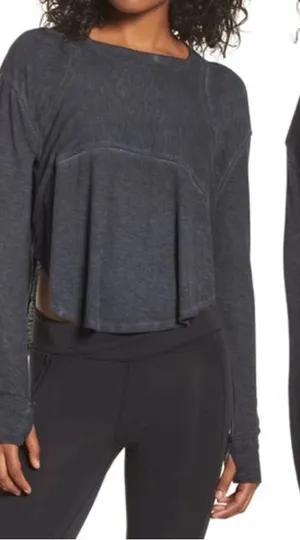Free People Movement Zenith Ribbed Cutout Top Size Small Gray thumbnail 1