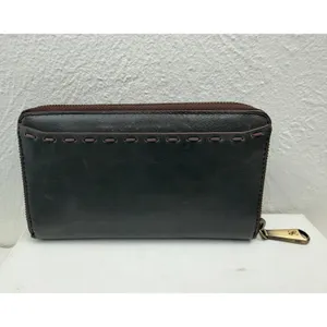 HOBO International Leather Zip Around Wallet Gray Whipstitch Organizer thumbnail 4