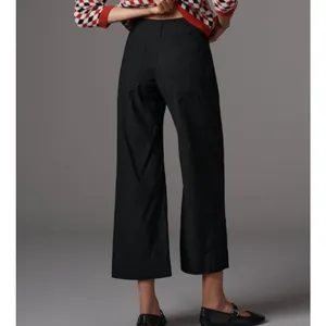 Anthropologie Maeve Colette Ankle Cropped Linen Blend Wide Leg Pants Black 31 thumbnail 2