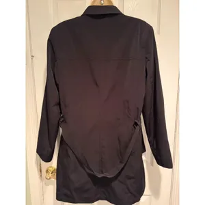 London Fog Black Trench Coat Women’s M Belt Rain Jacket Classic Chic Dark Gothic thumbnail 3