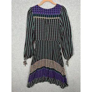 Maeve Size 4 Dress Long‎ Sleeve Geometric Faux Wrap Colorful Womens A-Line thumbnail 2