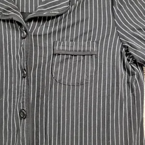 Soma Cool Collection Night Pajama Set S/M Black Stripes Lace Trim Crop Button Up thumbnail 11
