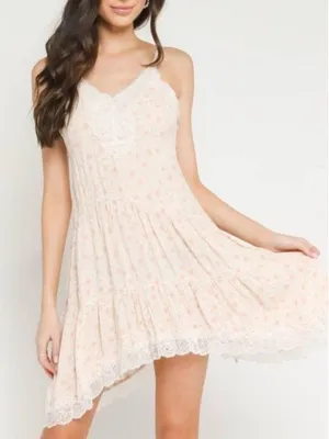 Olivaceous Boho Floral Lace Tie-Back Mini Dress Size M NWOT thumbnail 1