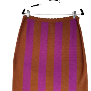 Anthropologie Striped Knit‎ Pencil Boho Skirt Purple Workwear Elegant Size L thumbnail 4