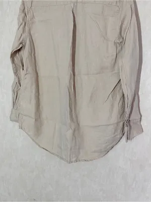 Quince Women’s 100% European Linen Long Sleeve Shirt in Driftwood M thumbnail 9
