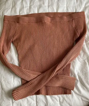 Off the shoulder ribbed sweater thumbnail 1