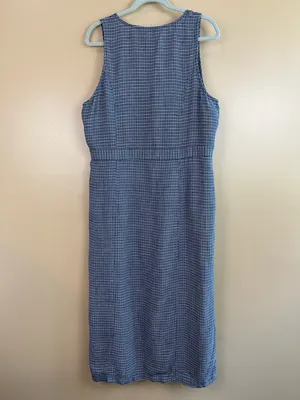 Vtg Eddie Bauer Navy Blue Plaid Sleeveless Dress XL Pinafore Jumper Cottagecore thumbnail 7
