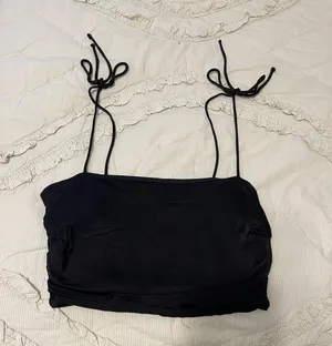 ZARA Black Silk Crop Top thumbnail 1