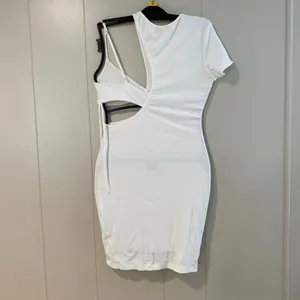 White Fox White Ribbed Cutout Mini Dress Size M Y2K Bodycon Asymmetrical thumbnail 3