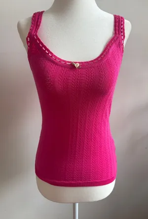 Women’s Fuchsia Knit Tank Top with Heart Charm thumbnail 1