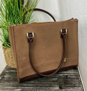 Diane Von Furstenberg Brown & Tan Suede Large Maxi Tote Bag Handbag thumbnail 1
