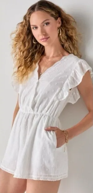 American Eagle Outfitters White Eyelet Cotton Romper size small thumbnail 1