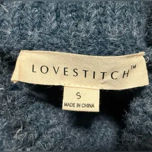 Lovestitch Sweater Charcoal Grey Cable Knit Pom Pom Mock‎ Neck Women Size Small thumbnail 4