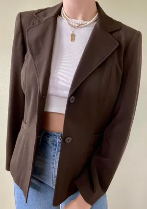 Rafaella Women's‎ Blazer Jacket Long Sleeve Brown Size 6p thumbnail 1