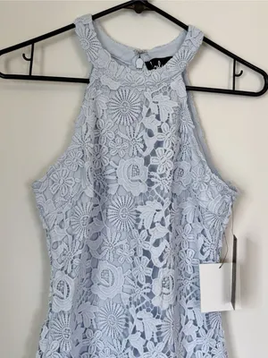 NWT Lulus Love Poem Light Blue Lace Mini Dress - Size: Small thumbnail 5