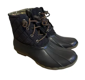 Sperry Top-Sider Women's Saltwater Quilted Nylon Duck Boots Black NWOT Size 7 thumbnail 1