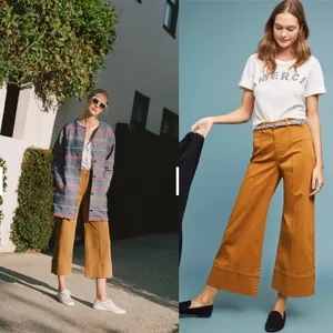 Anthropologie Pintucked Chino Trousers Pants Honey Size 4 thumbnail 3