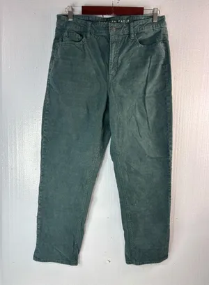 American Eagle Outfitters 12 Mom Straight Jean Corduroy Pants in Emerald Green thumbnail 1