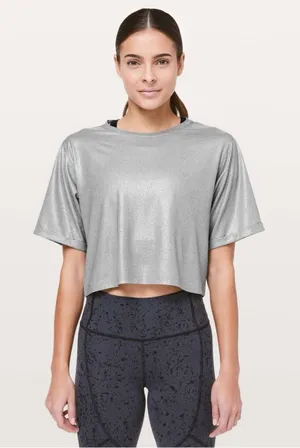 Lululemon x SoulCycle To The Beat Tee - Luminosity Foil Silver Gray Size 6 thumbnail 1