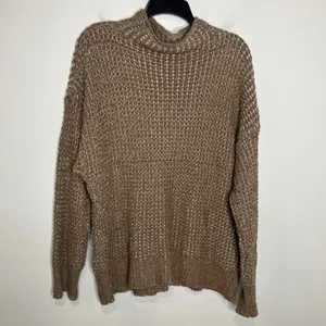 American Eagle Outfitters tan‎ brown mock neck sweater chunky women's size large thumbnail 2