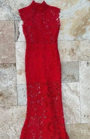 Boutique Red Lace Dress thumbnail 3